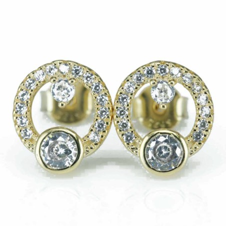 Earring Round 10mm.  Circonia  Gold