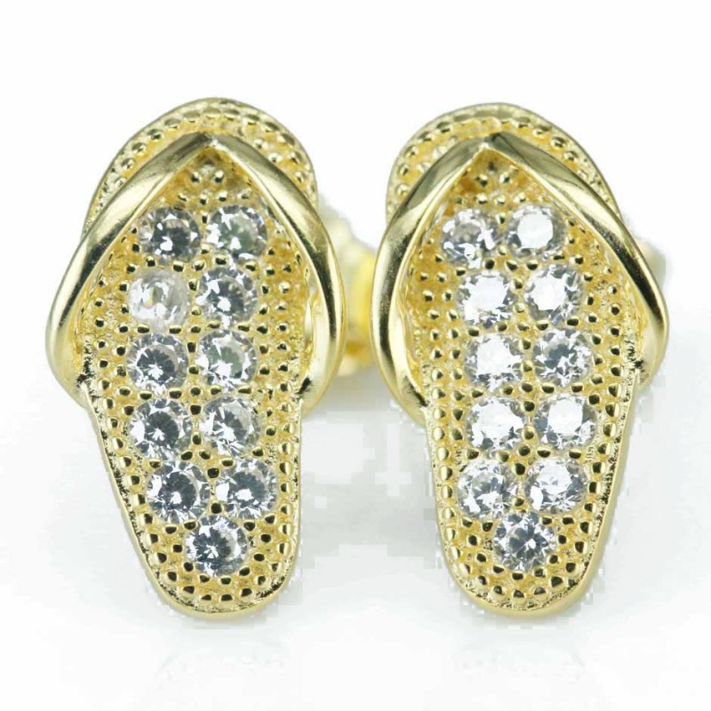 Earring Feet Flow 5x10mm. Circonia Gold Earring Feet Flow 5x10mm. Circonia Gold