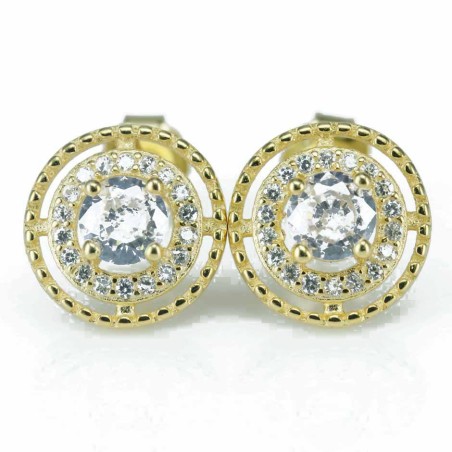 Earring Round 10mm. Circonia  Gold