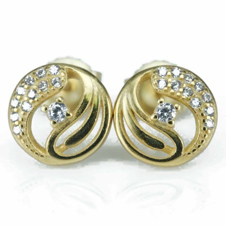 Earring Round 10mm. Circonia  Gold