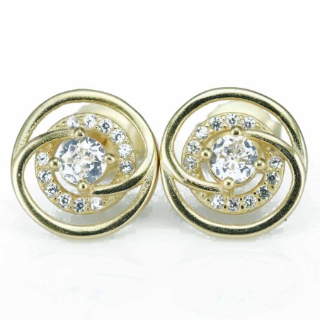 Earring Round 12mm. Circonia  Gold