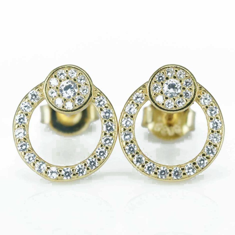 Earring Round 12mm. Circonia  Gold