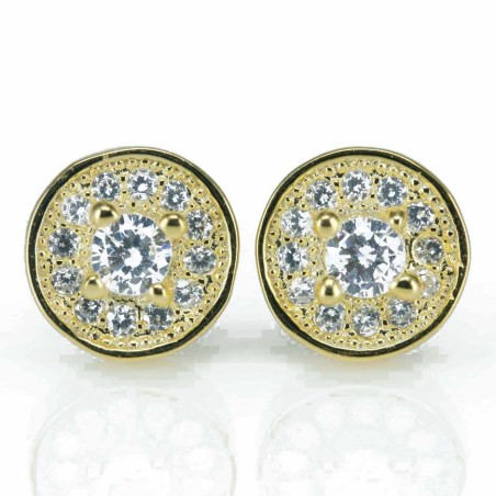 Earring Round 7mm. Circonia  Gold