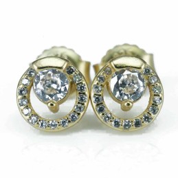Earring Round 8mm. Circonia  Gold