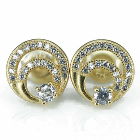 Earring Round 10mm. Circonia  Gold