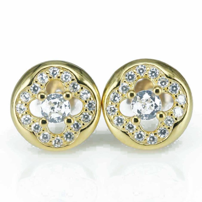 Earring Flower 9mm. Circonia  Gold