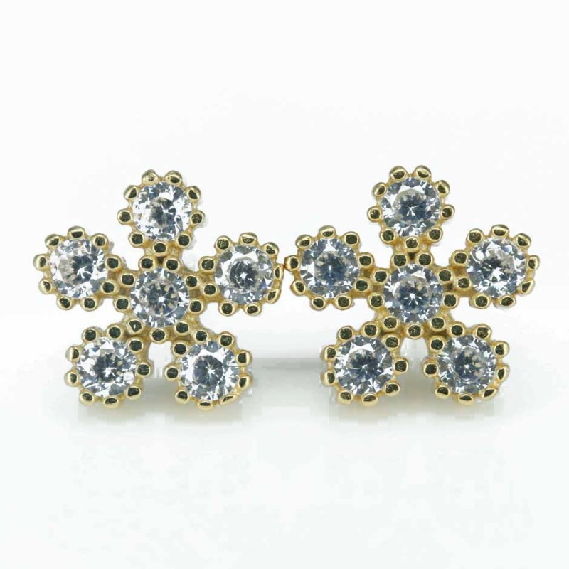 Earring Flower 10mm. Circonia  Gold