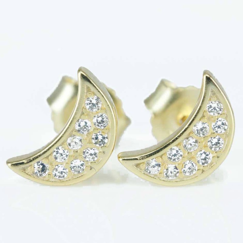 Earring Moon 5x10mm. Circonia Gold Earring Moon 5x10mm. Circonia Gold