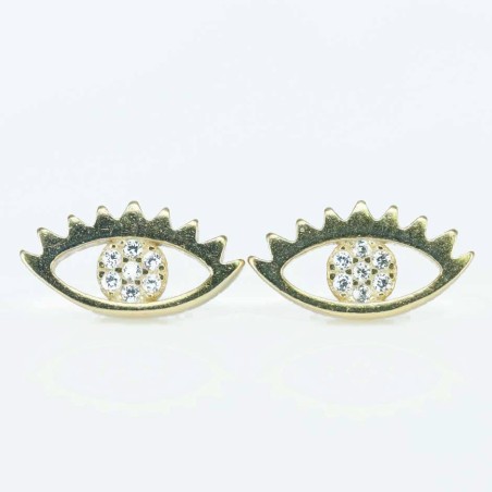 Earring Eye 6x11mm. Circonia  Gold