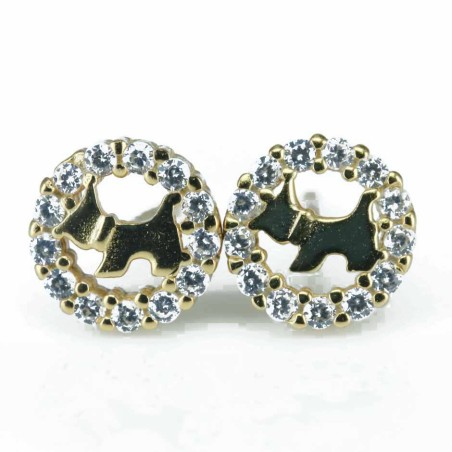 Earring Dog 8mm. Circonia  Gold