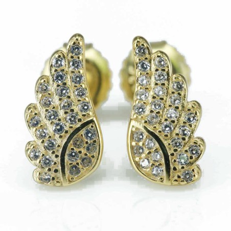 Earring Wing 6x12mm. Circonia  Gold