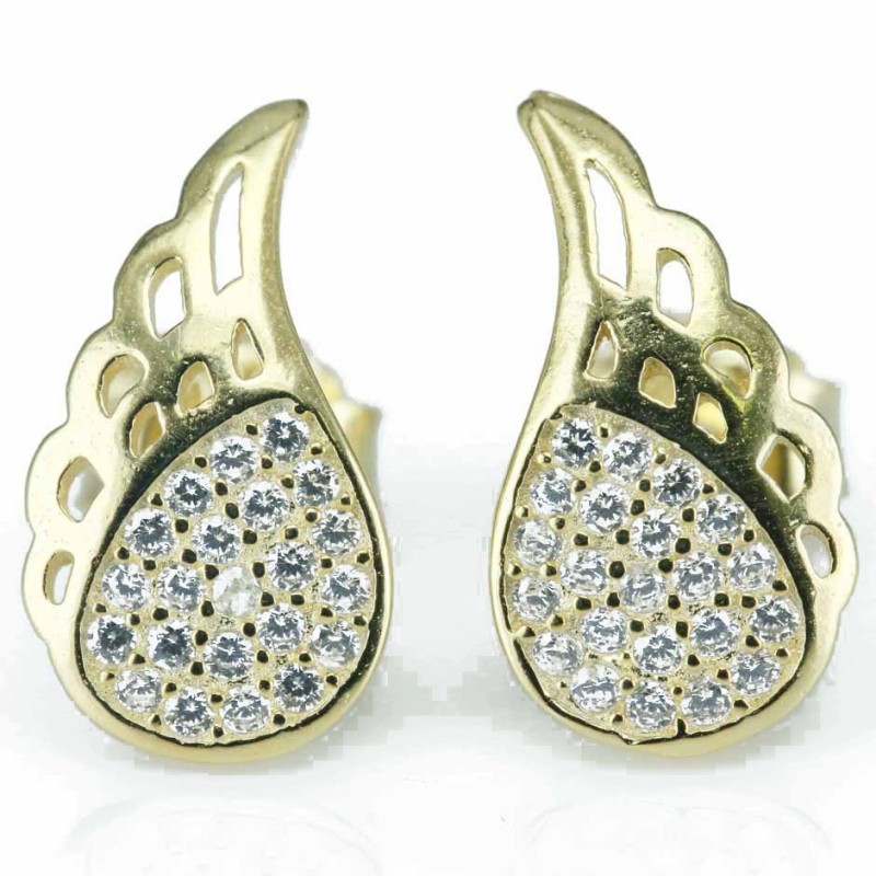 Earring Wing 8x14mm. Circonia Gold Earring Wing 8x14mm. Circonia Gold