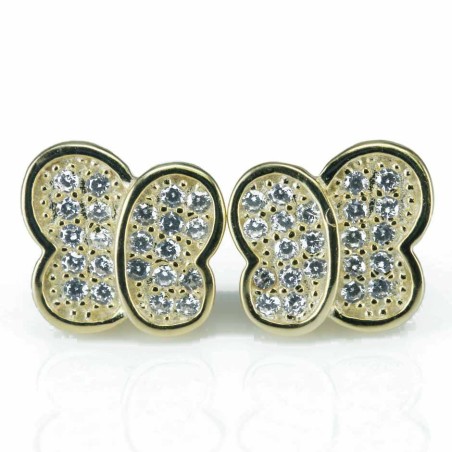 Earring Butterfly 10mm. Circonia  Gold