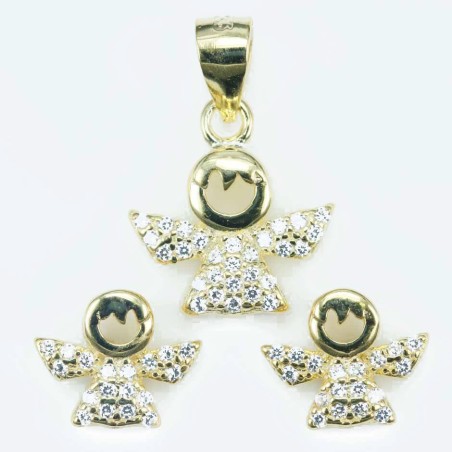 Set Ea+Pend  Angel 8x10mm. Circonia  Gold