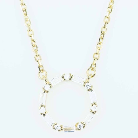 Necklace Round 14mm.  Circonia  Gold