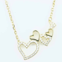 Necklace Heart 11x24mm.  Circonia  Gold