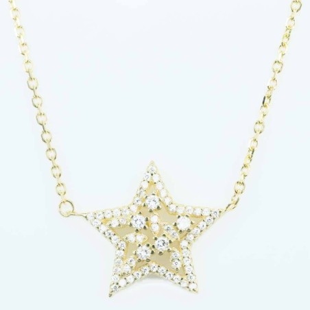 Necklace Star 12mm.  Circonia  Gold