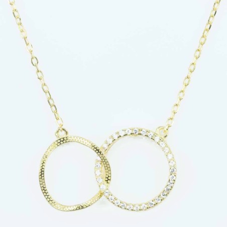 Necklace Hoop 2pc  14x15mm. Circonia  Gold