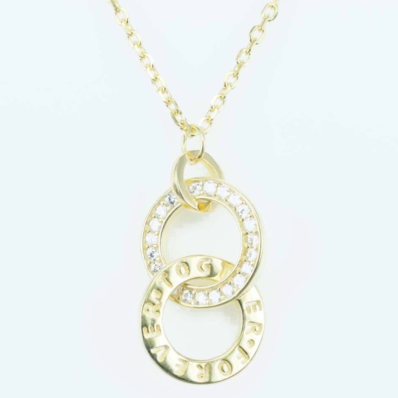 Necklace Round 2pc 12mm. Circonia  Gold