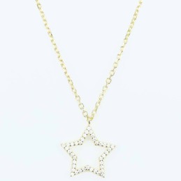 Necklace Star 15mm. Circonia  Gold