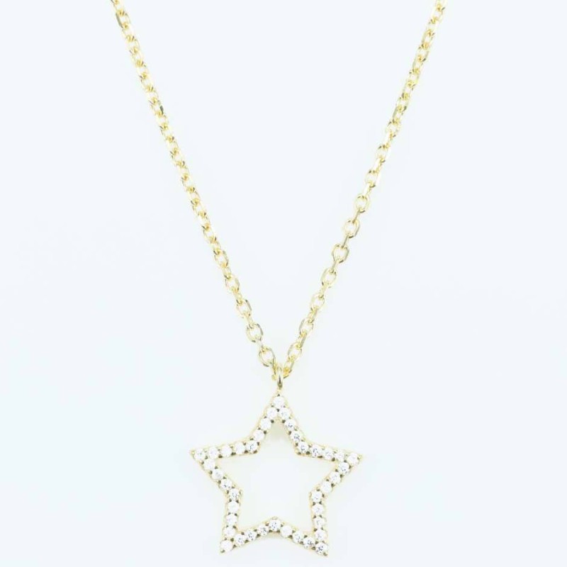 Necklace Star 15mm. Circonia  Gold