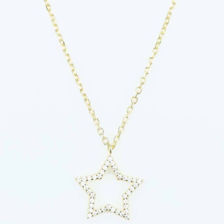 Necklace Star 15mm. Circonia  Gold