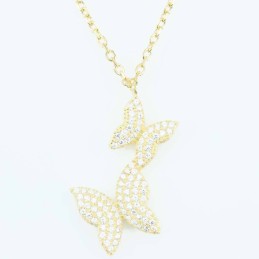 Necklace Butterfly 2pc 8+11mm. Circonia  Gold