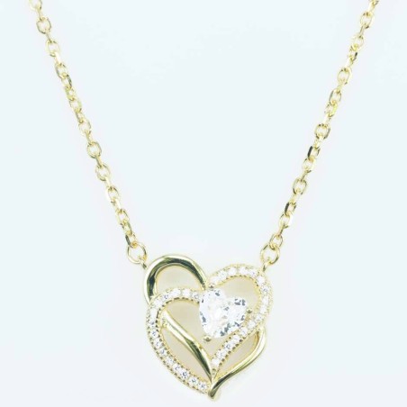 Necklace Heart 13x15mm. Circonia  Gold