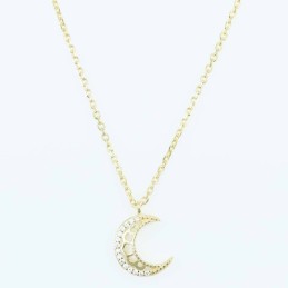 Necklace Moon 11x13mm. Circonia  Gold