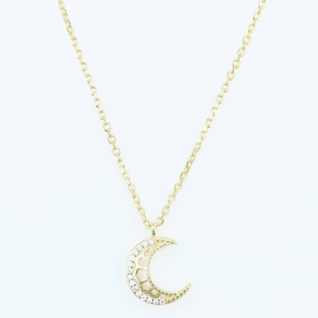 Necklace Moon 11x13mm. Circonia  Gold