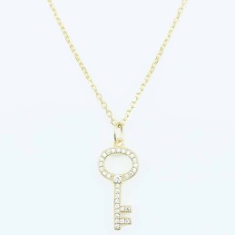 Necklace Key  10x23mm. Circonia  Gold