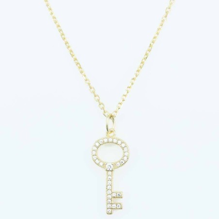 Necklace Key  10x23mm. Circonia  Gold