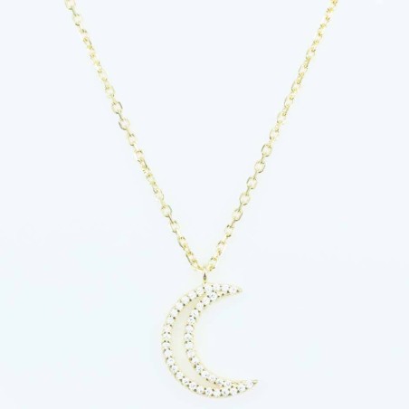 Necklace Moon 13x19mm. Circonia  Gold