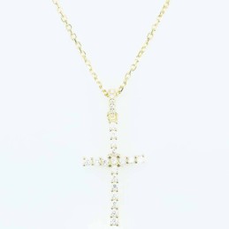 Necklace Cross 15x23mm. Circonia  Gold