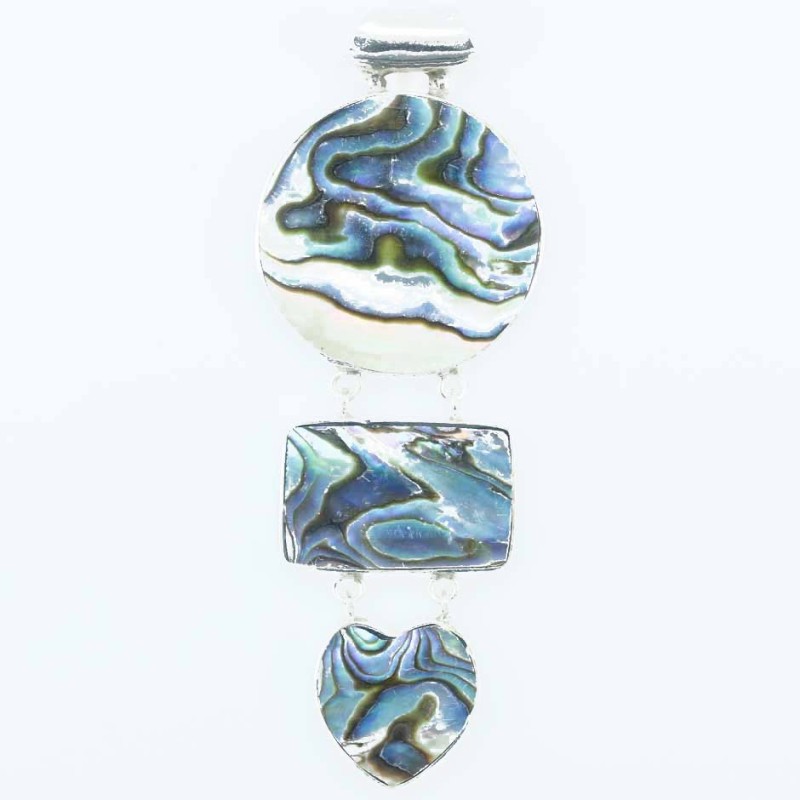 Pendant 3 rd+sq+heart 25x66mm. Abalon Shell Pendant 3 rd+sq+heart 25x66mm. Abalon Shell
