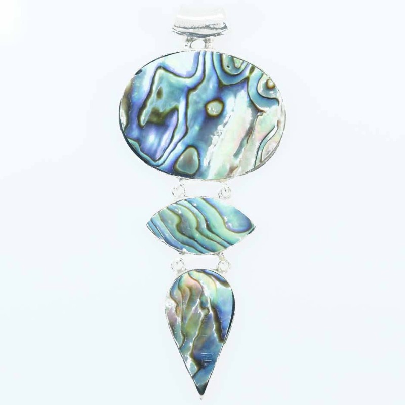 Pendant 3 Oval+lanz.+drop 30x68mm. Abalon Shell