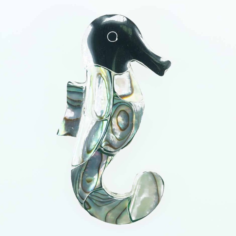 Pendant Sea horse 25x52mm. Abalon Shell