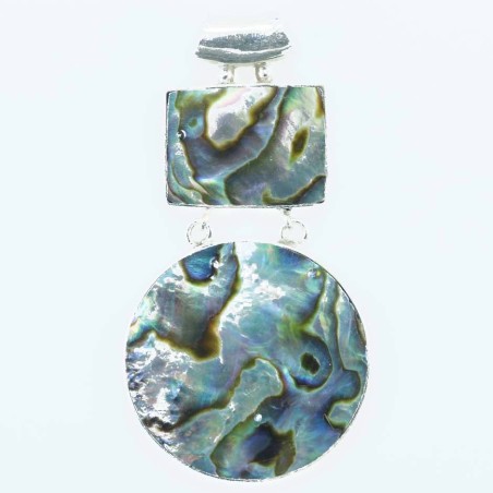 Pendant 2 sq+rd 26x49mm. Abalon Shell