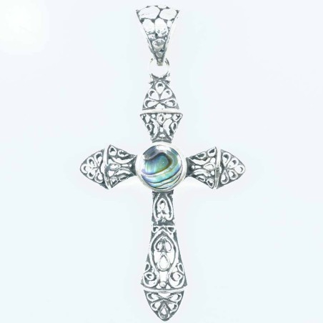 Pendant Cross 28x44mm. Abalon Shell