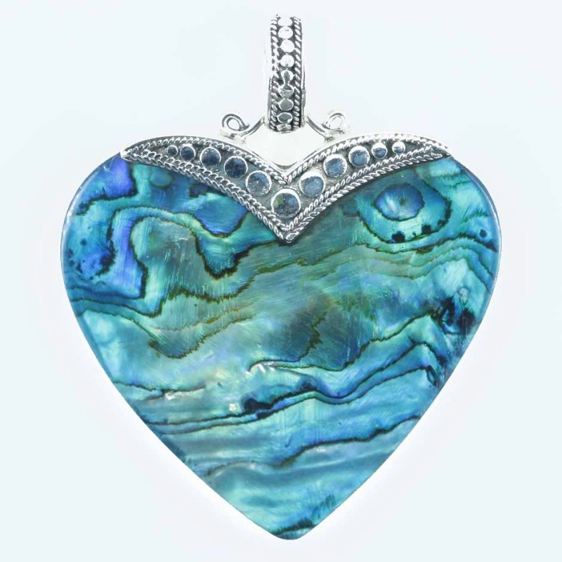 Pendant Heart 36mm. Abalon Shell