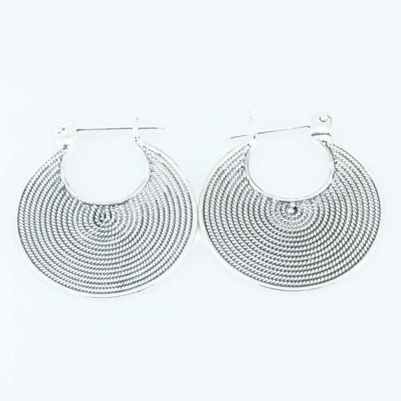 Earring Oval Lines 24x27mm. Hand Make