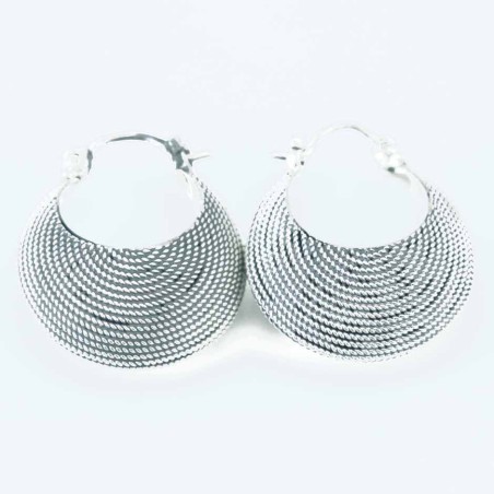 Earring Oval Lines 18x22mm. Hand Make