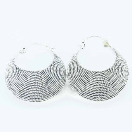 Earring Oval Lines 24x27mm. Hand Make