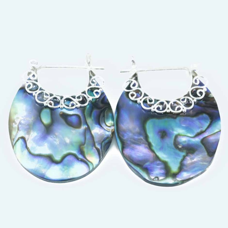 Earring Oval 20x28mm. Abalon Shell