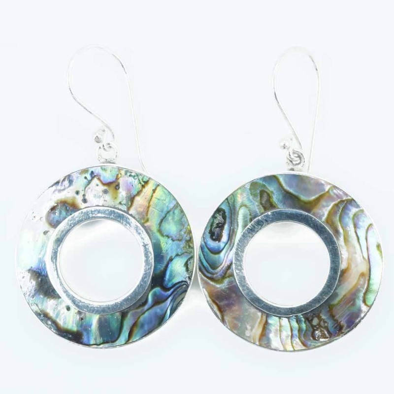 Earring Round 26mm. Abalon Shell