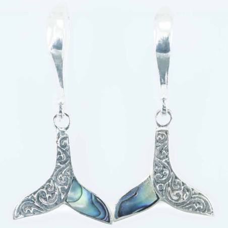 Earring Whale tail 18x22mm. Abalon Shell