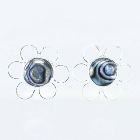 Earring Flower 6x10mm. Abalon Shell