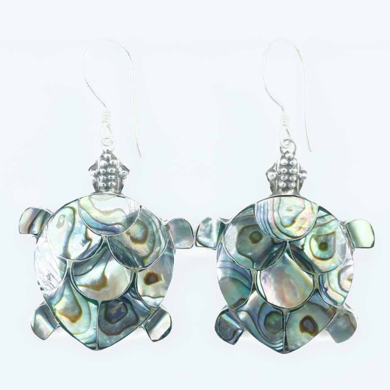 Earring Turtle 25x30mm.  Abalon Shell