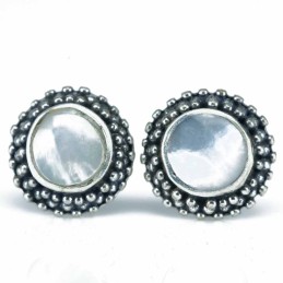 Earring Round 9mm. Mother...