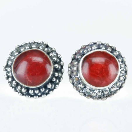 Earring Round 8mm. Coral